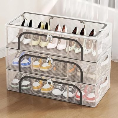 Priehľadný stohovateľný úložný box na topánky | DURASTOR